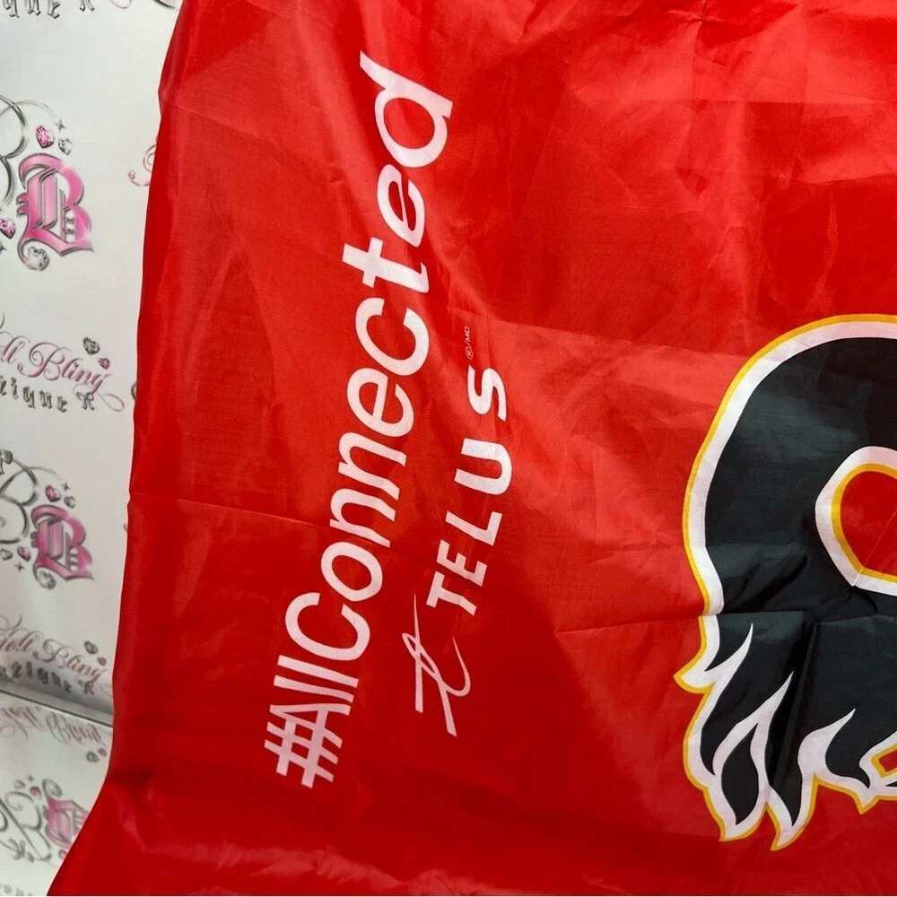 Calgary Flames Red Promotional Flag with Black & Yellow Logo